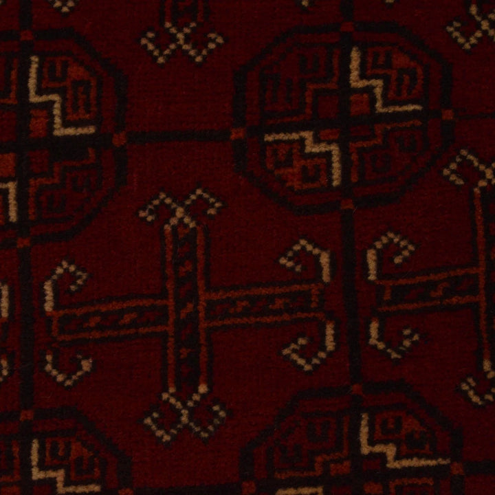 Red Afghan Bokhara Rug 2' 4" x 5' 8" Hand-Knotted | No. AL79813