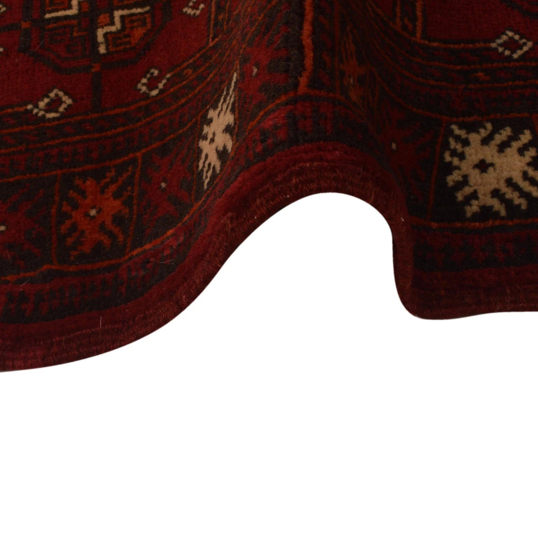 Red Afghan Bokhara Rug 2' 4" x 5' 8" Hand-Knotted | No. AL79813