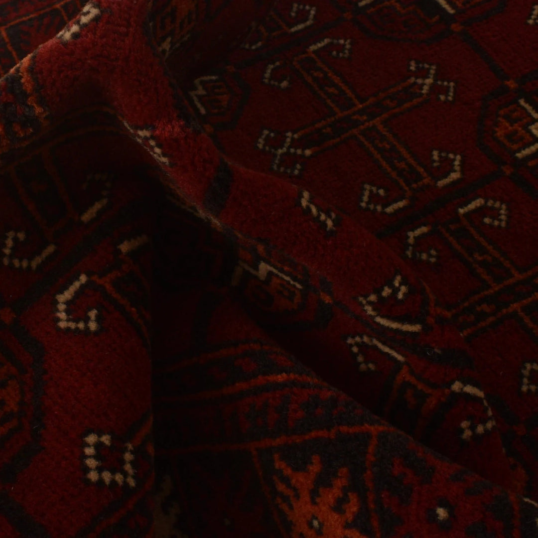 Red Afghan Bokhara Rug 2' 4" x 5' 8" Hand-Knotted | No. AL79813