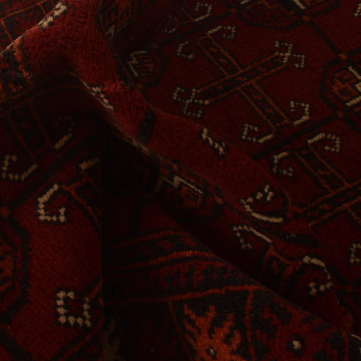 Red Afghan Bokhara Rug 2' 4" x 5' 8" Hand-Knotted | No. AL79813