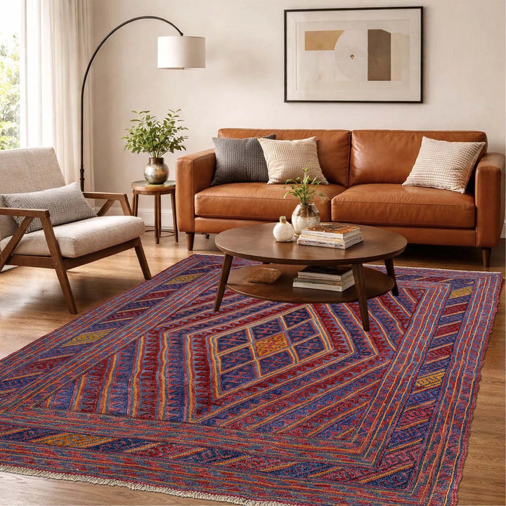 Multicolor Afghan Mashwani Rug 5' 2" x 6' 0" Hand-Knotted | No. AL79824