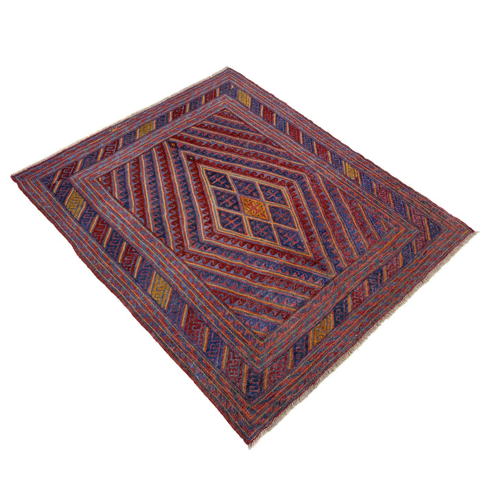 Multicolor Afghan Mashwani Rug 5' 2" x 6' 0" Hand-Knotted | No. AL79824