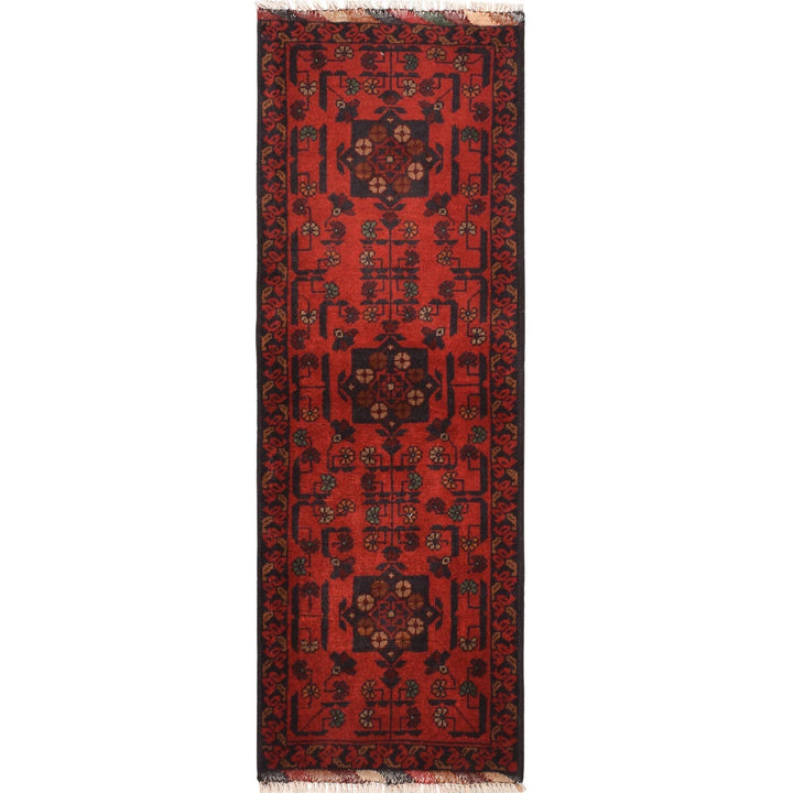 Red Afghan Khal Mohammadi Rug 1'7" x 4'7" Hand-Knotted | No. AL79827