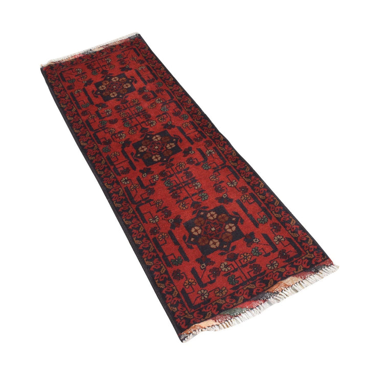 Red Afghan Khal Mohammadi Rug 1'7" x 4'7" Hand-Knotted | No. AL79827