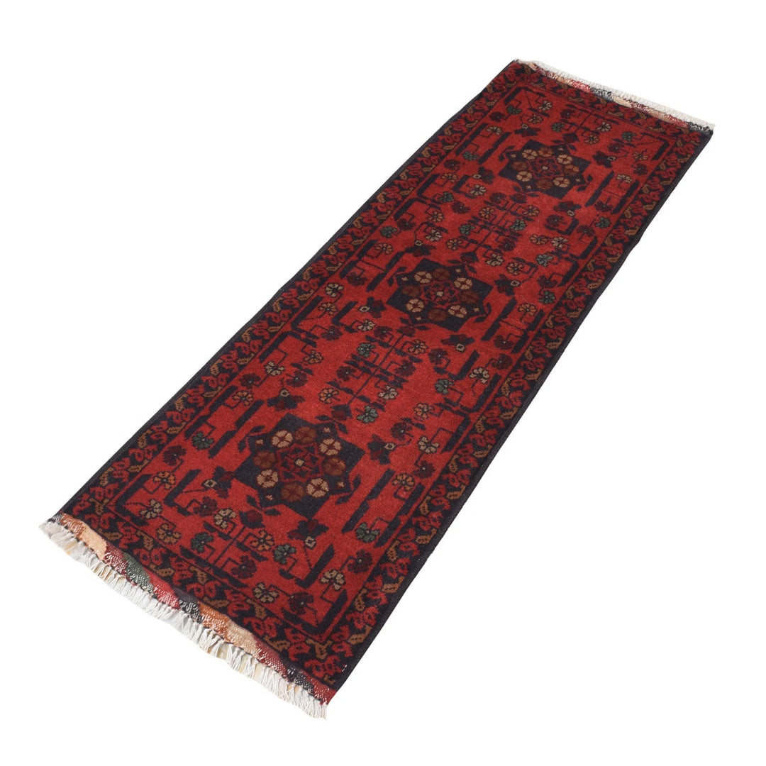 Red Afghan Khal Mohammadi Rug 1'7" x 4'7" Hand-Knotted | No. AL79827