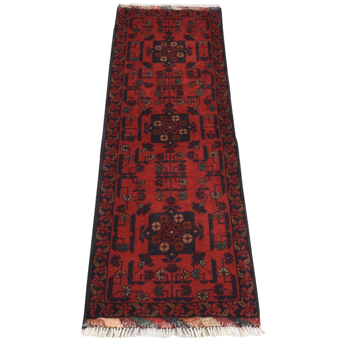 Red Afghan Khal Mohammadi Rug 1'7" x 4'7" Hand-Knotted | No. AL79827