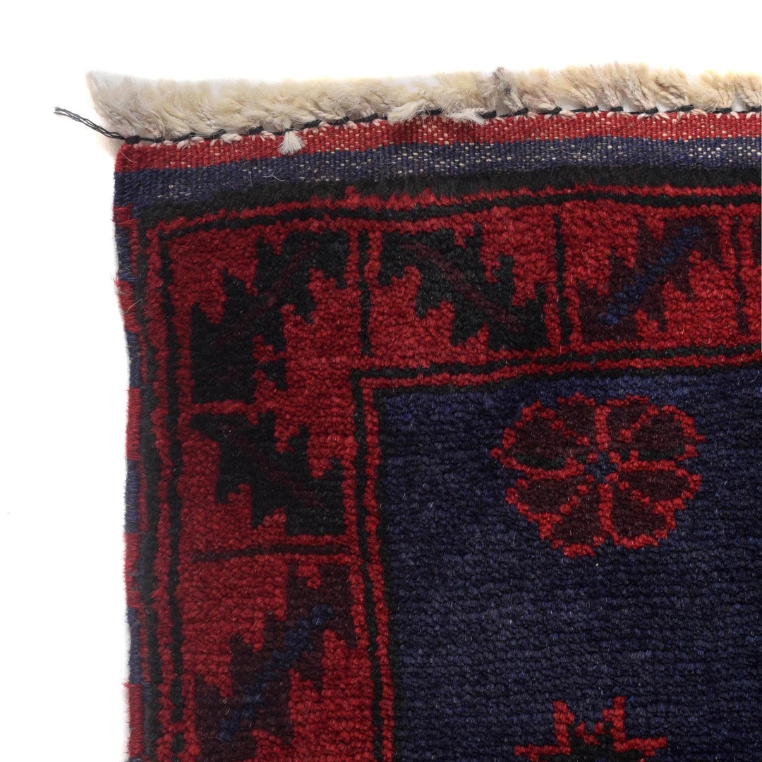 Navy Blue Afghan Baluchi Rug 2' 12" x 4' 2" Hand-Knotted | No. AL79837