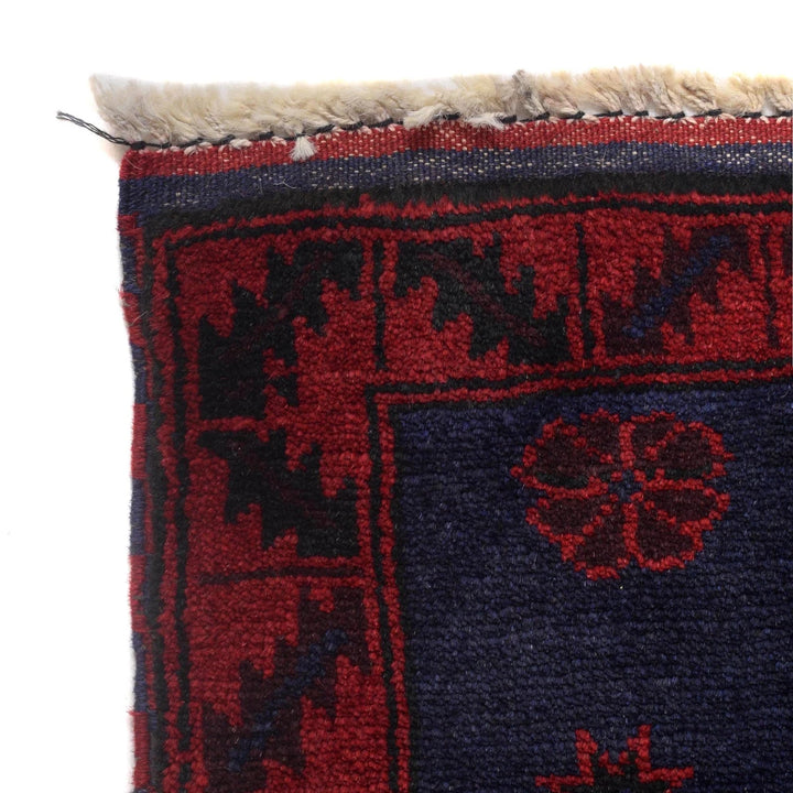 Navy Blue Afghan Baluchi Rug 2' 12" x 4' 2" Hand-Knotted | No. AL79837