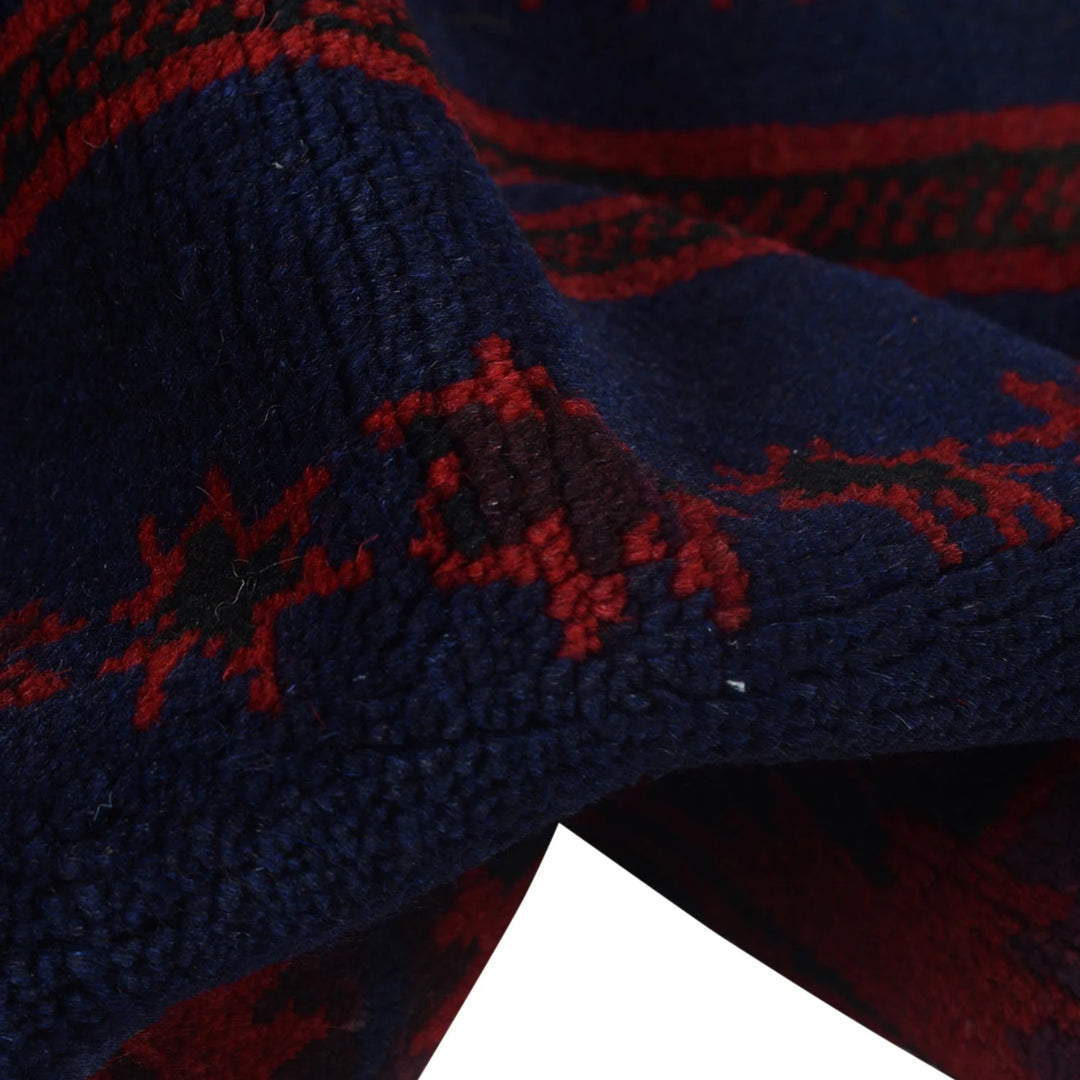 Navy Blue Afghan Baluchi Rug 2' 12" x 4' 2" Hand-Knotted | No. AL79837
