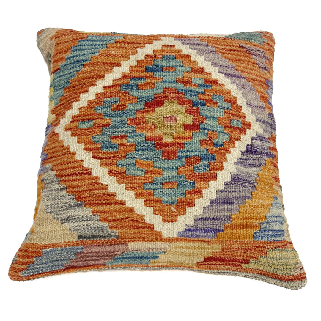 Afghan Geometric Cushion 1' 6" x 1' 6" Hand-Knotted | No. AL798541