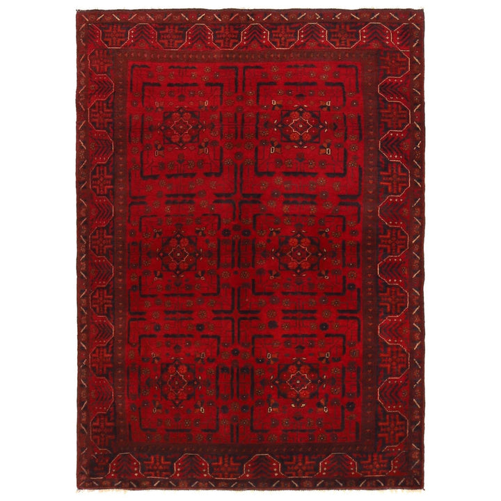 Red Afghan Khal Mohammadi Rug 4'6" x 6'4" Hand-Knotted | No. AL79862