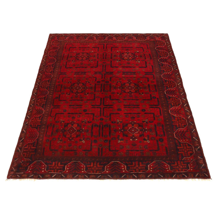 Red Afghan Khal Mohammadi Rug 4'6" x 6'4" Hand-Knotted | No. AL79862