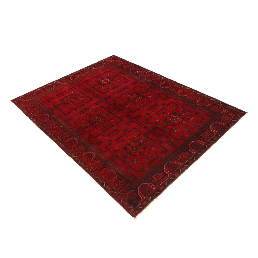 Red Afghan Khal Mohammadi Rug 4'6" x 6'4" Hand-Knotted | No. AL79862