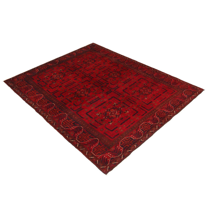 Red Afghan Khal Mohammadi Rug 4'6" x 6'4" Hand-Knotted | No. AL79862
