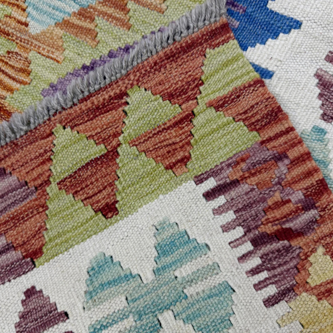 Multicolor Afghan Vegetable Kilim Rug 4' 9" x 6' 9" Flat-Weave | No. AL79905