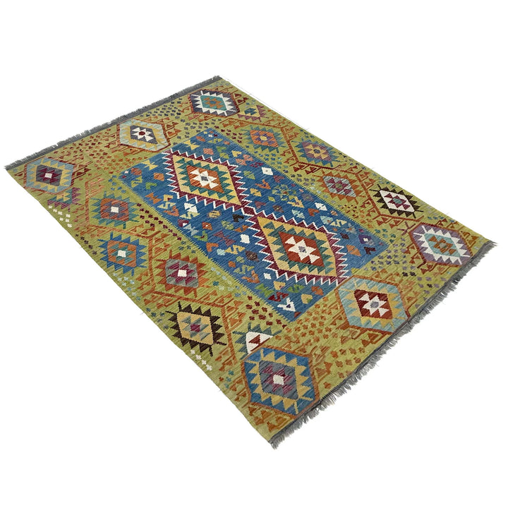 Multicolor Afghan Vegetable Kilim Rug 6' 2" x 8' 1" Flat-Weave | No. AL80016