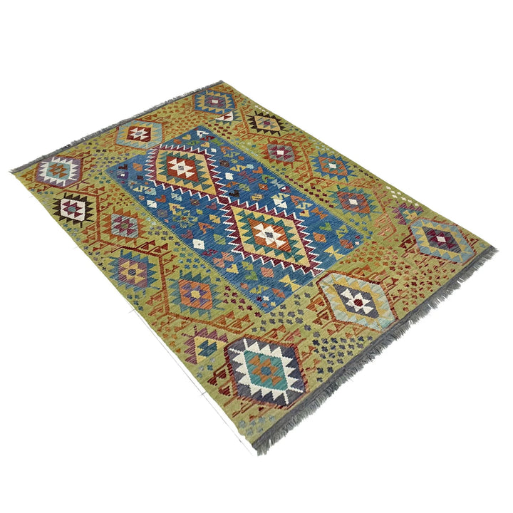 Multicolor Afghan Vegetable Kilim Rug 6' 2" x 8' 1" Flat-Weave | No. AL80016