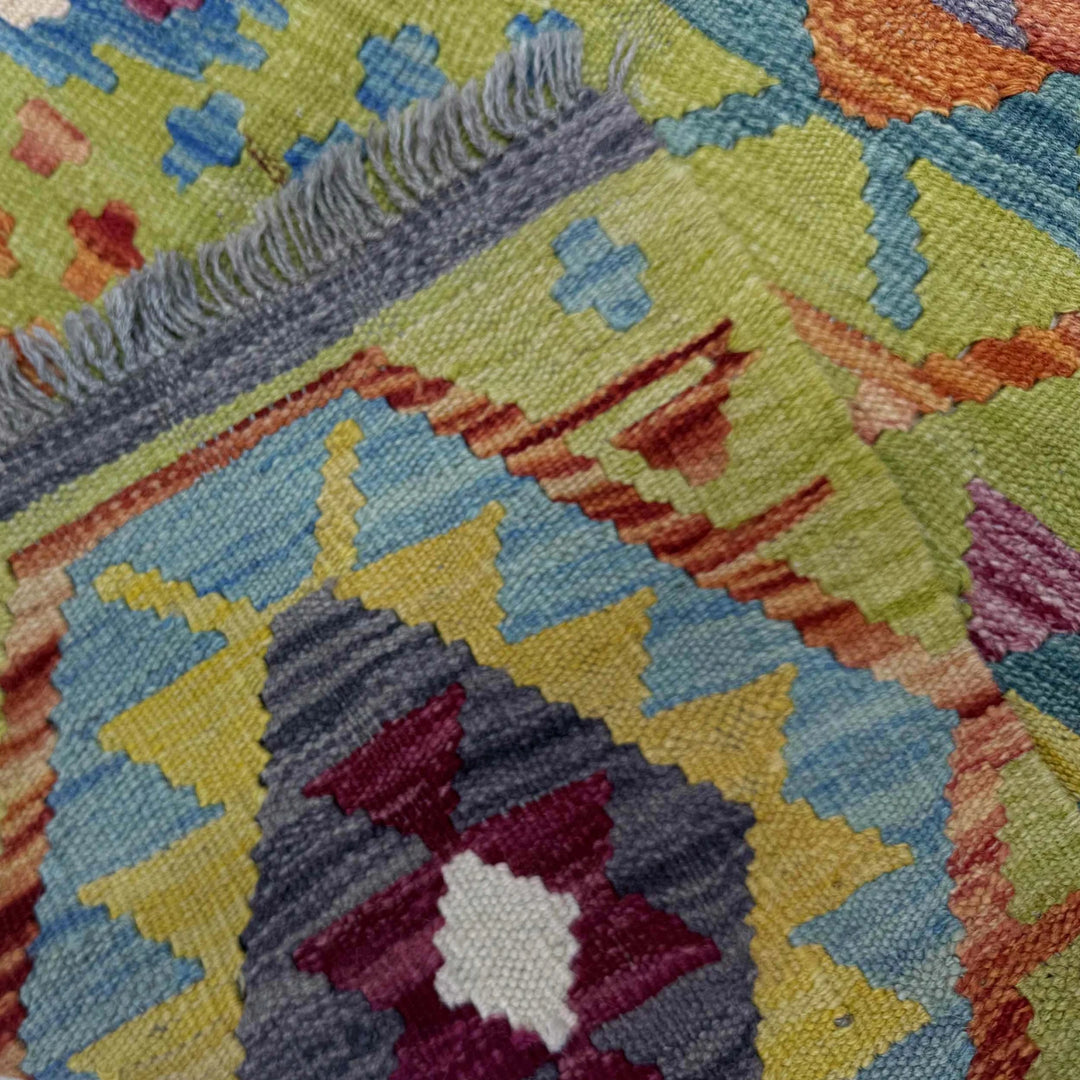 Multicolor Afghan Vegetable Kilim Rug 6' 2" x 8' 1" Flat-Weave | No. AL80016