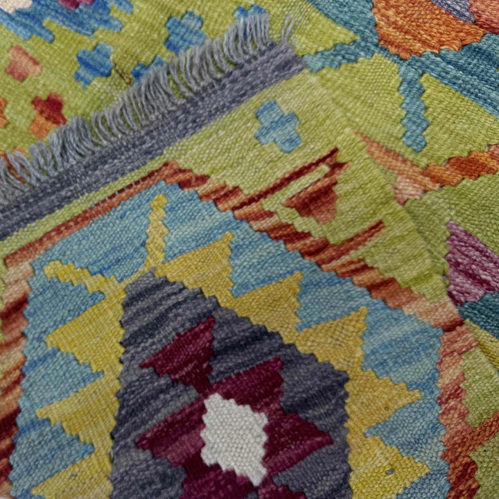 Multicolor Afghan Vegetable Kilim Rug 6' 2" x 8' 1" Flat-Weave | No. AL80016