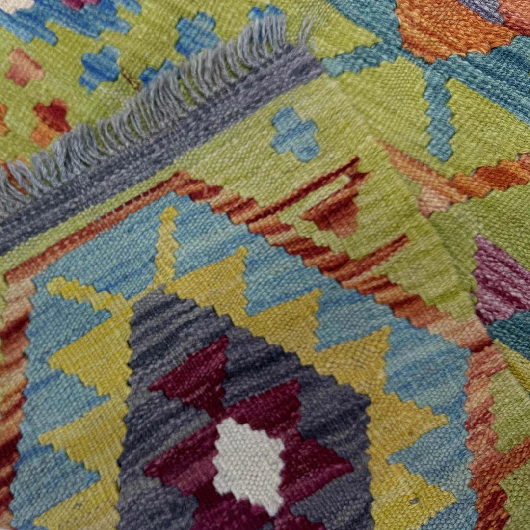 Multicolor Afghan Kilim Rug 6'2" x 8'1" Flat-Weave | No. AL80016