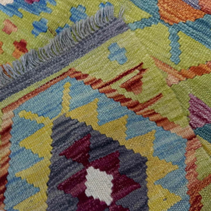 Multicolor Afghan Kilim Rug 6'2" x 8'1" Flat-Weave | No. AL80016