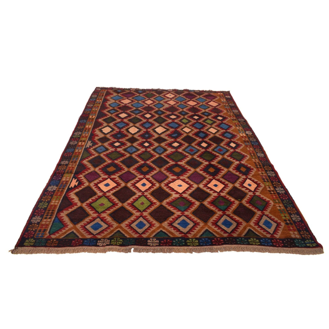 Afghan Geometric Rug 5' 9" x 7' 11" Hand-Knotted | No. AL80026