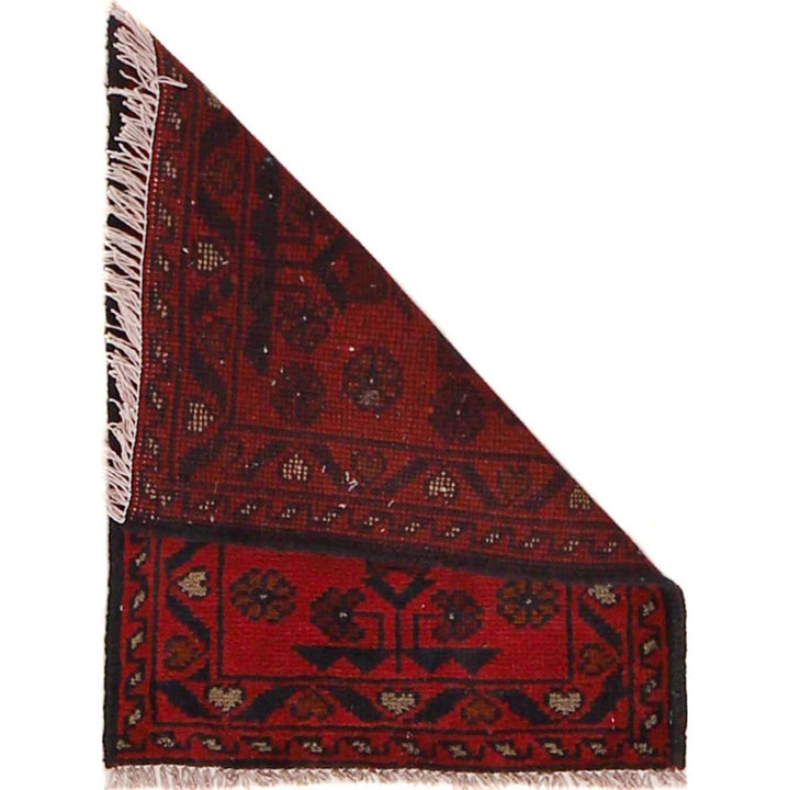 Red Afghan Oriental Doormat 1' 5" x 1' 11" Hand-Knotted | No. AL80029