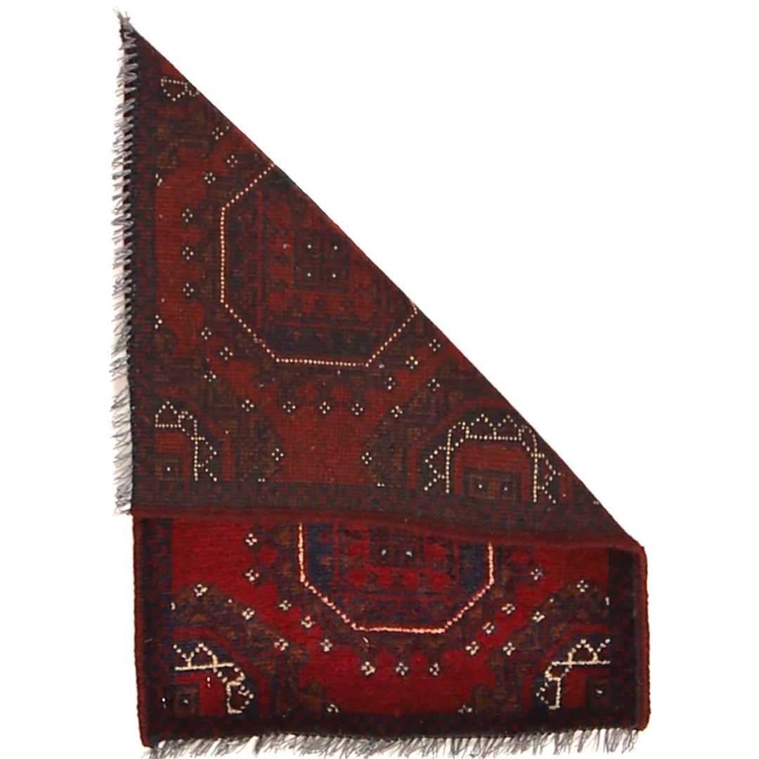 Red Afghan Oriental Doormat 1' 6" x 2' 0" Hand-Knotted | No. AL80034