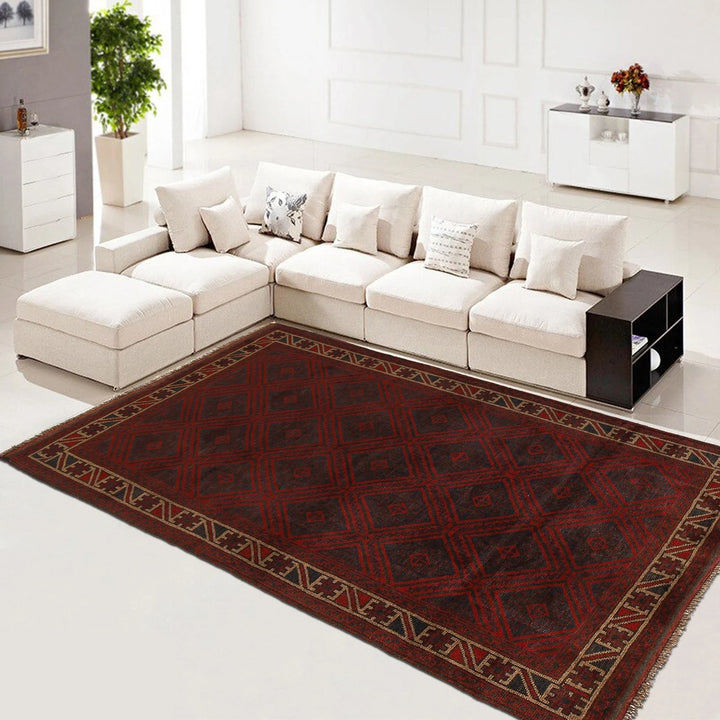 Afghan Baluchi Rug 4' 5" x 6' 10" Hand-Knotted | No. AL80118