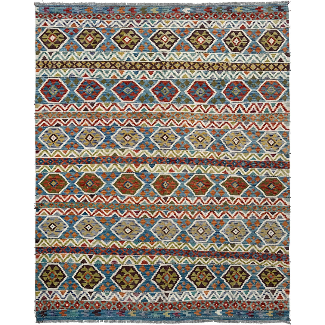 Afghan Kilim Rug 8' 2" x 9' 10" Flat-Weave | No. AL80142