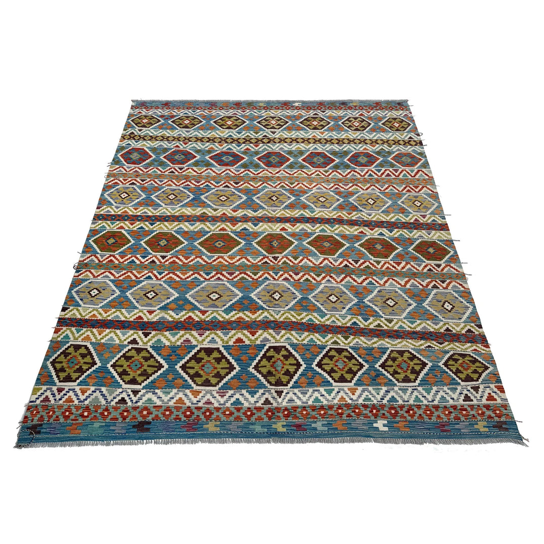 Afghan Kilim Rug 8' 2" x 9' 10" Flat-Weave | No. AL80142