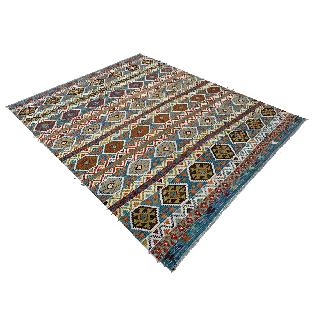 Afghan Kilim Rug 8' 2" x 9' 10" Flat-Weave | No. AL80142