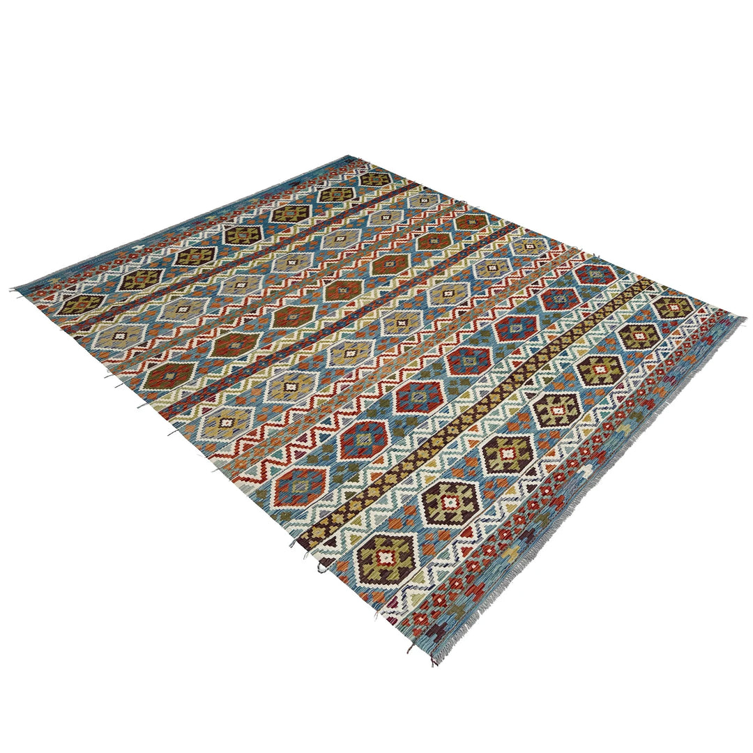 Afghan Kilim Rug 8' 2" x 9' 10" Flat-Weave | No. AL80142