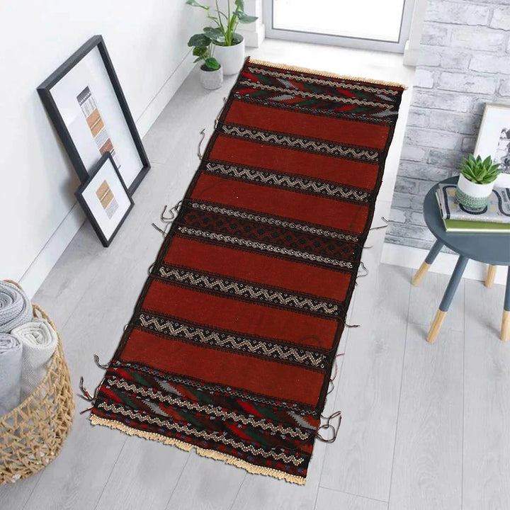 Afghan Kilim Rug 1' 10" x 4' 0" Flat-Weave | No. AL80145