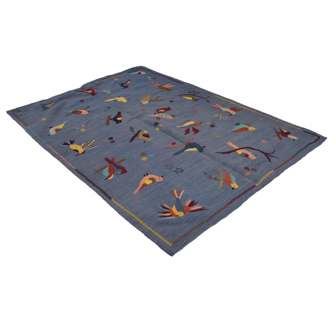 Afghan Kilim Rug 4' 11" x 6' 10" Flat-Weave | No. AL80163