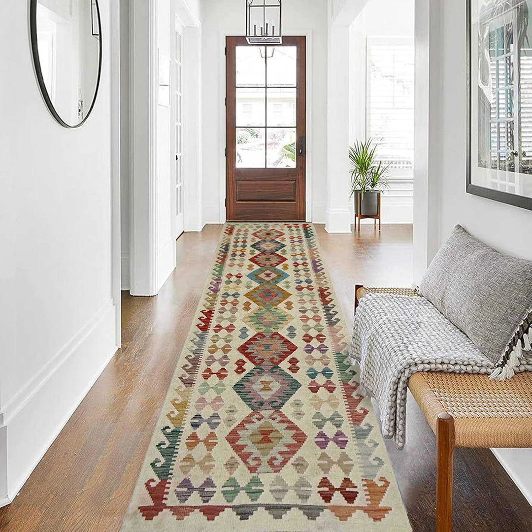 Afghan Vegetable Kilim Rug 2' 7" x 9' 8" Flat-Weave | No. AL801680