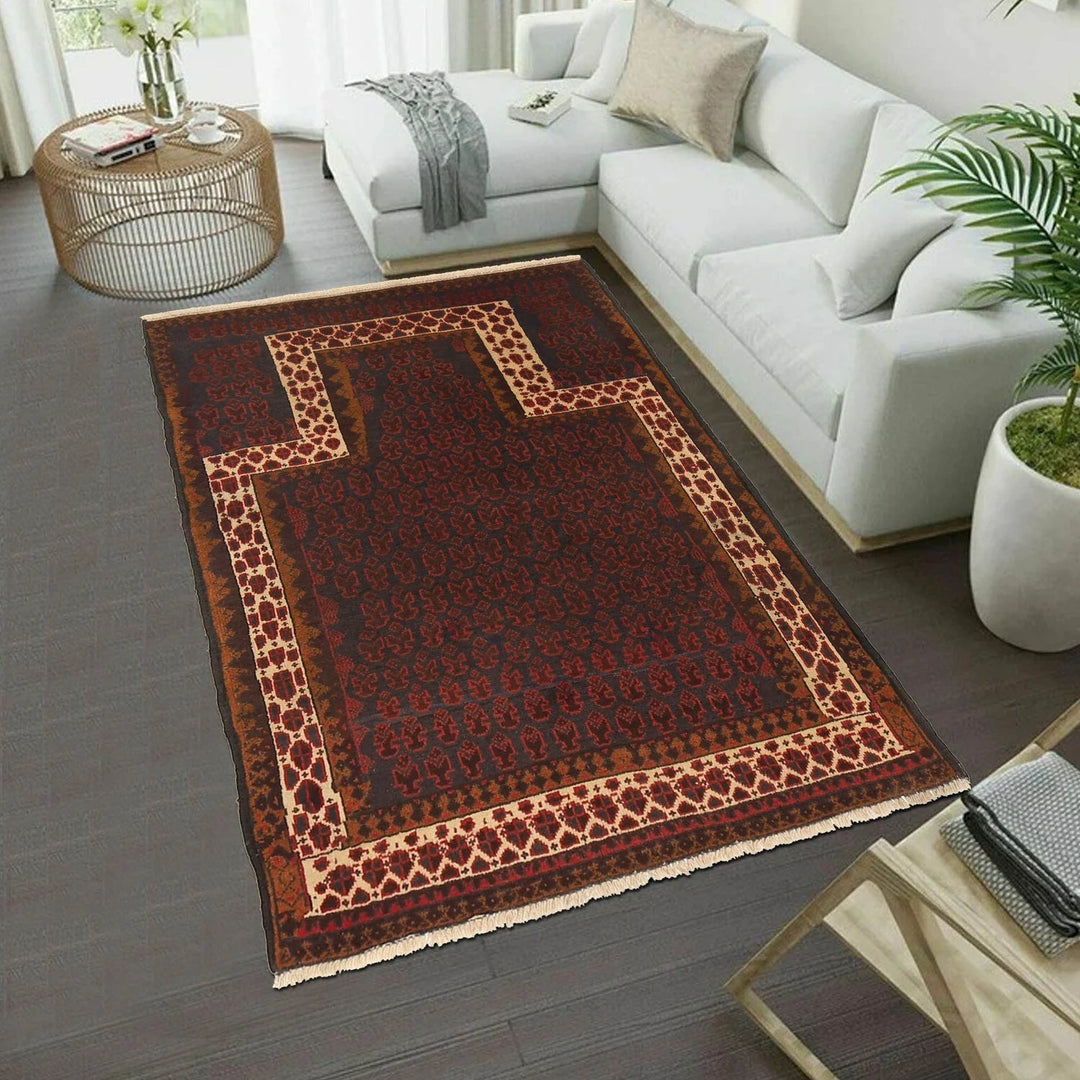 Afghan Prayer Rug 2' 7" x 4' 1" Hand-Knotted | No. AL80177
