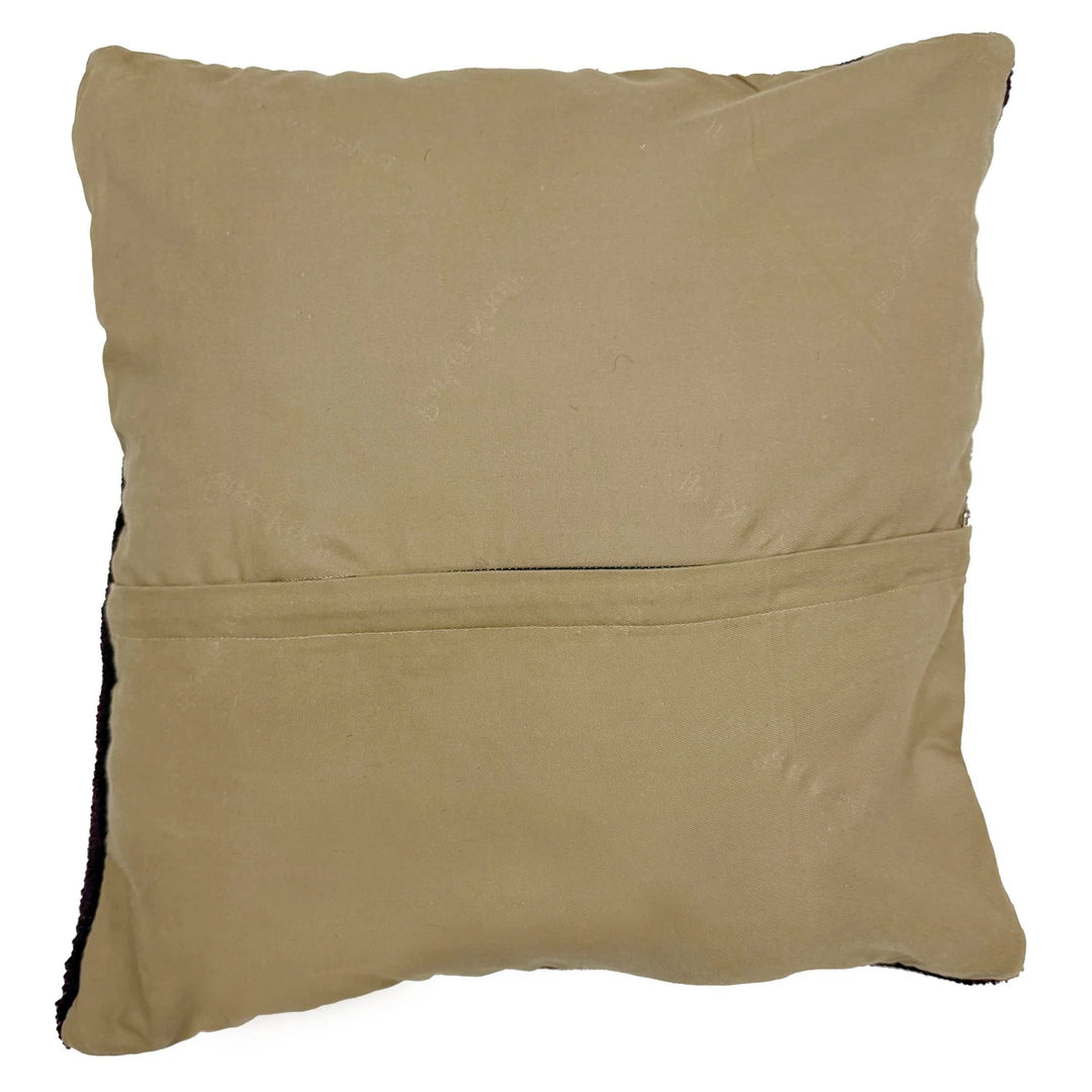 Purple Afghan Overdye Cushion Cover 1' 6" x 1' 5" Hand-Knotted | No. AL802719