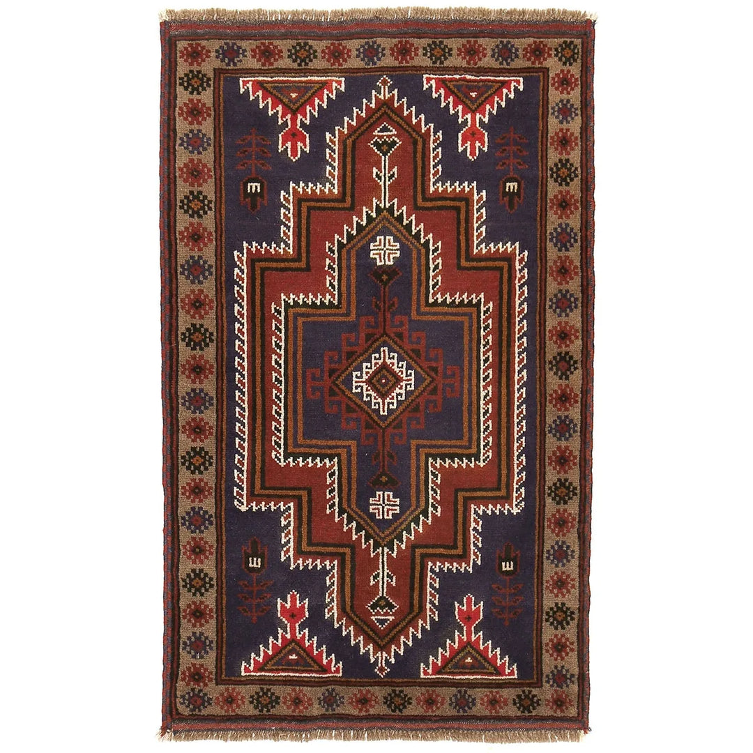 Afghan Baluchi Rug 2' 8" x 4' 6" Hand-Knotted | No. AL80323