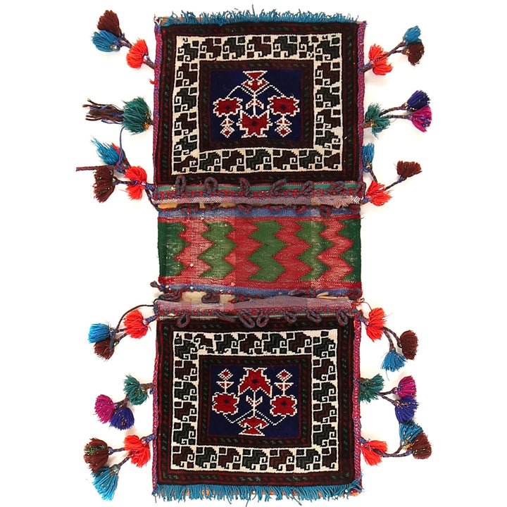Afghan Saddle Bag Rug 1' 2" x 2' 9" Hand-Knotted | No. AL80334
