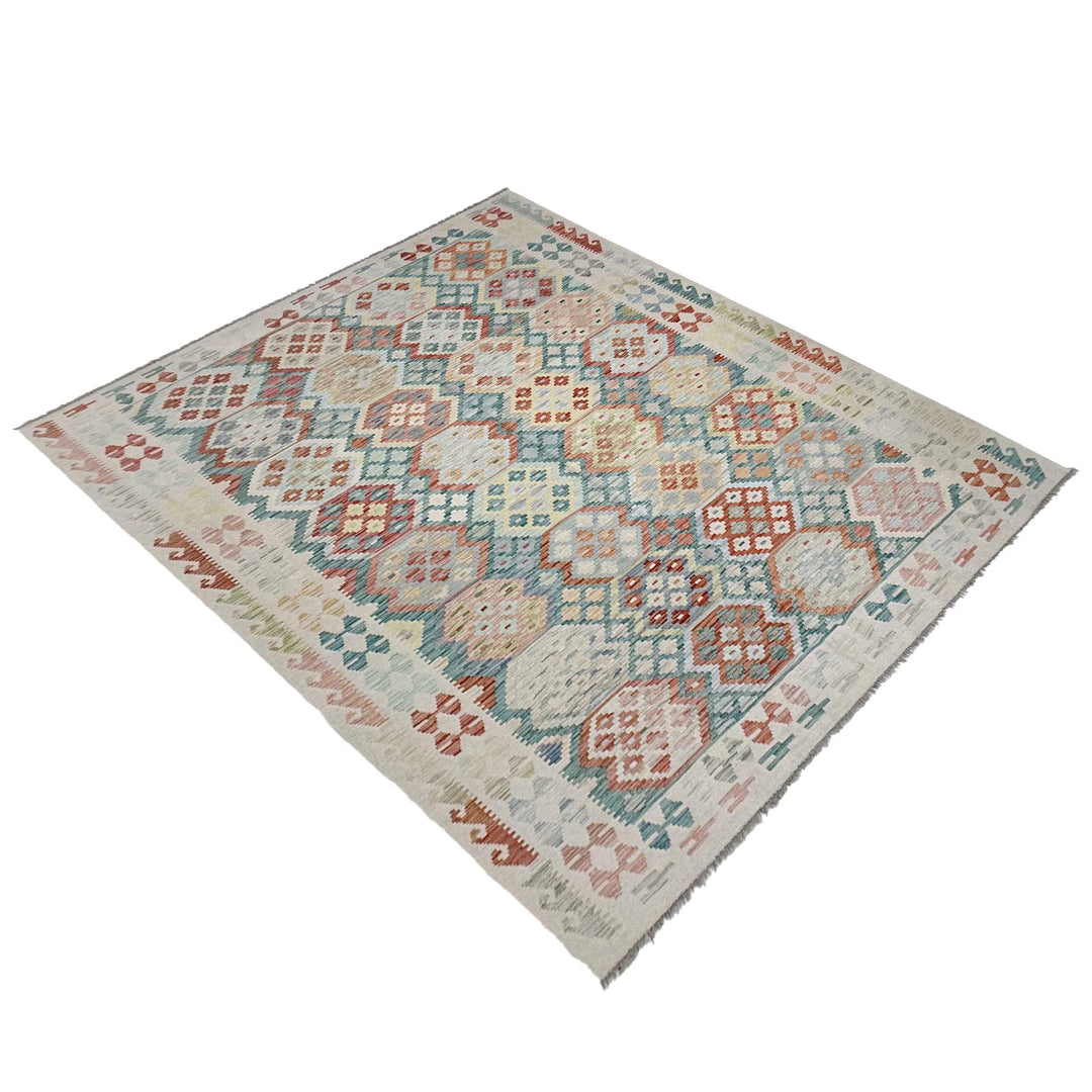 Afghan Vegetable Kilim Rug 7' 0" x 9' 9" Flat-Weave | No. AL804021
