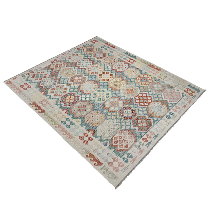 Afghan Vegetable Kilim Rug 7' 0" x 9' 9" Flat-Weave | No. AL804021