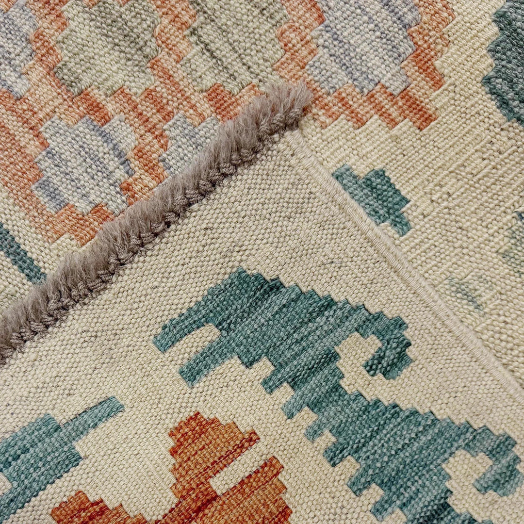 Afghan Vegetable Kilim Rug 7' 0" x 9' 9" Flat-Weave | No. AL804021