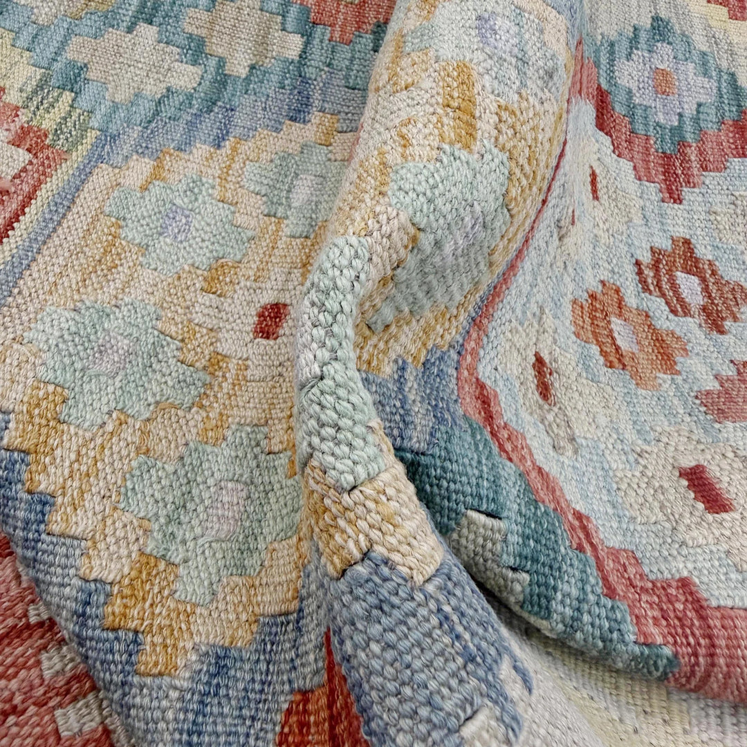 Afghan Vegetable Kilim Rug 7' 0" x 9' 9" Flat-Weave | No. AL804021
