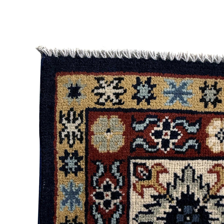 Blue Afghan Kazak Rug 6' 1" x 9' 2" Hand-Knotted | No. AL80415