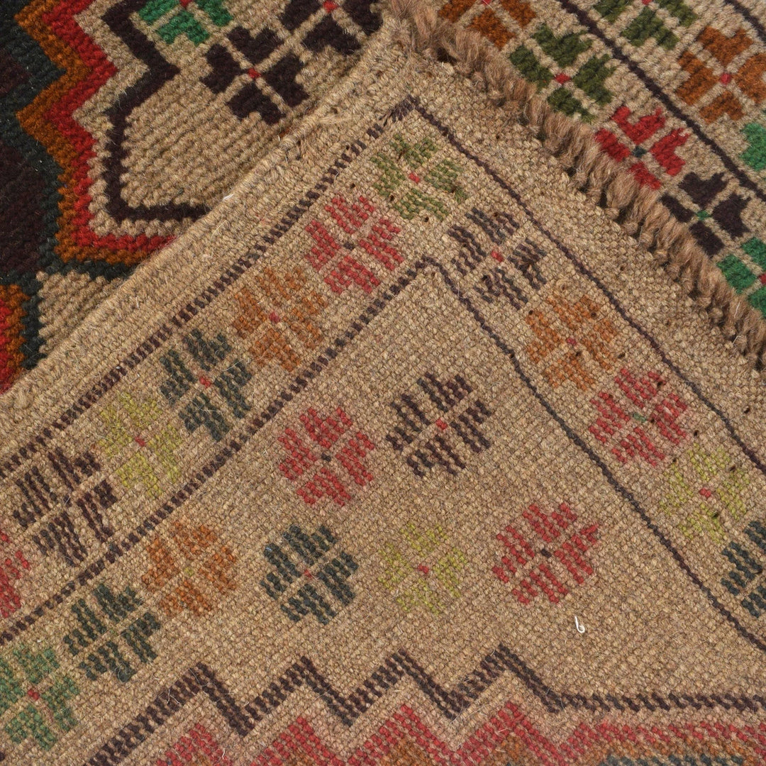 Afghan Baluchi Rug 2' 2" x 9' 5" Hand-Knotted | No. AL80432