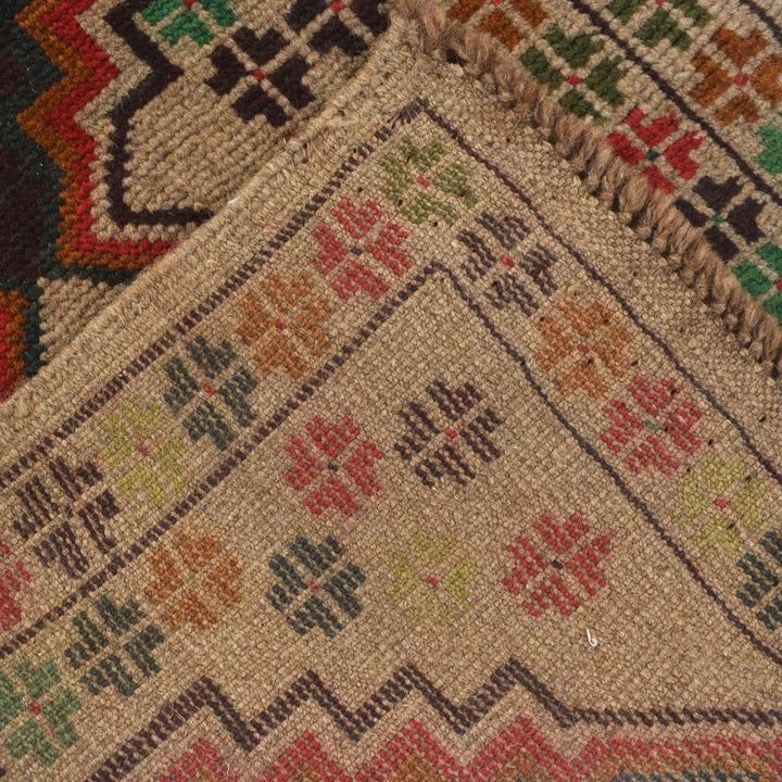 Afghan Baluchi Rug 2' 2" x 9' 5" Hand-Knotted | No. AL80432