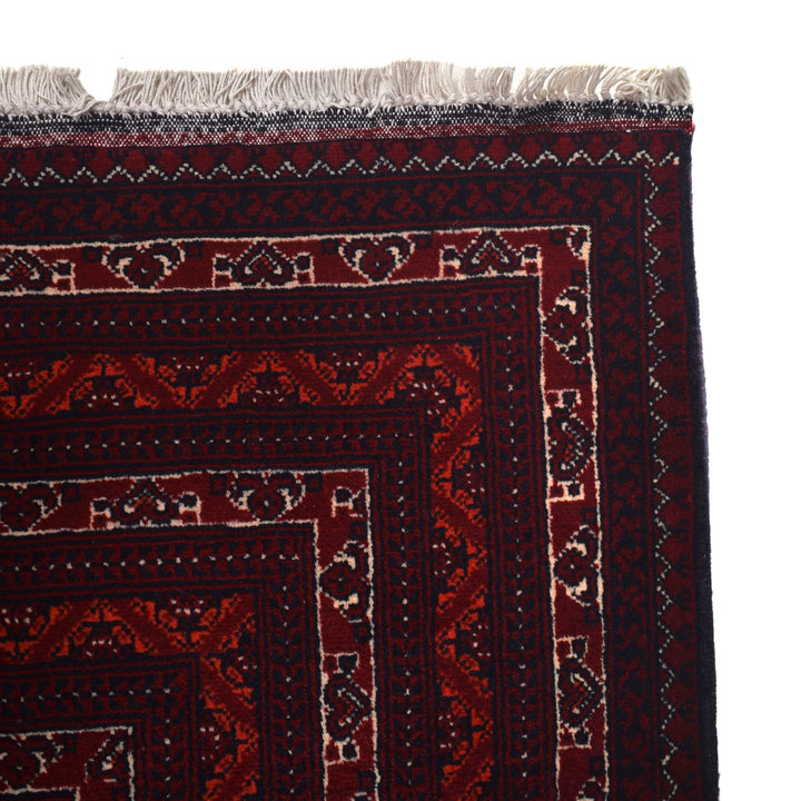 Red Afghan Khoja Roshnai Rug 6' 8" x 9' 5" Hand-Knotted | No. AL80573