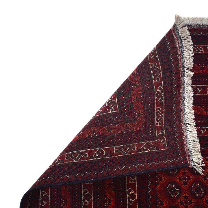Red Afghan Khoja Roshnai Rug 6' 8" x 9' 5" Hand-Knotted | No. AL80573
