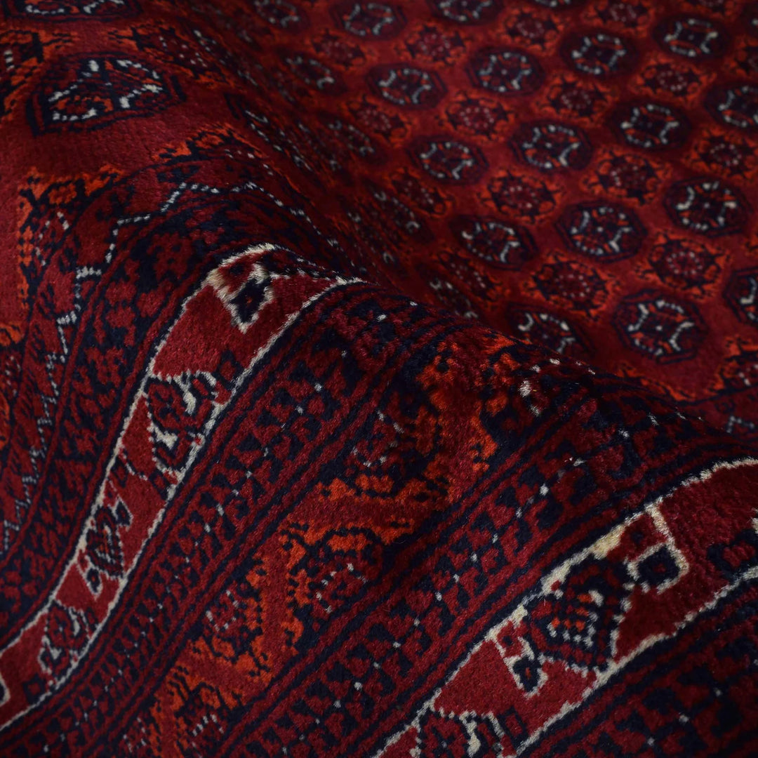Red Afghan Khoja Roshnai Rug 6' 8" x 9' 5" Hand-Knotted | No. AL80573